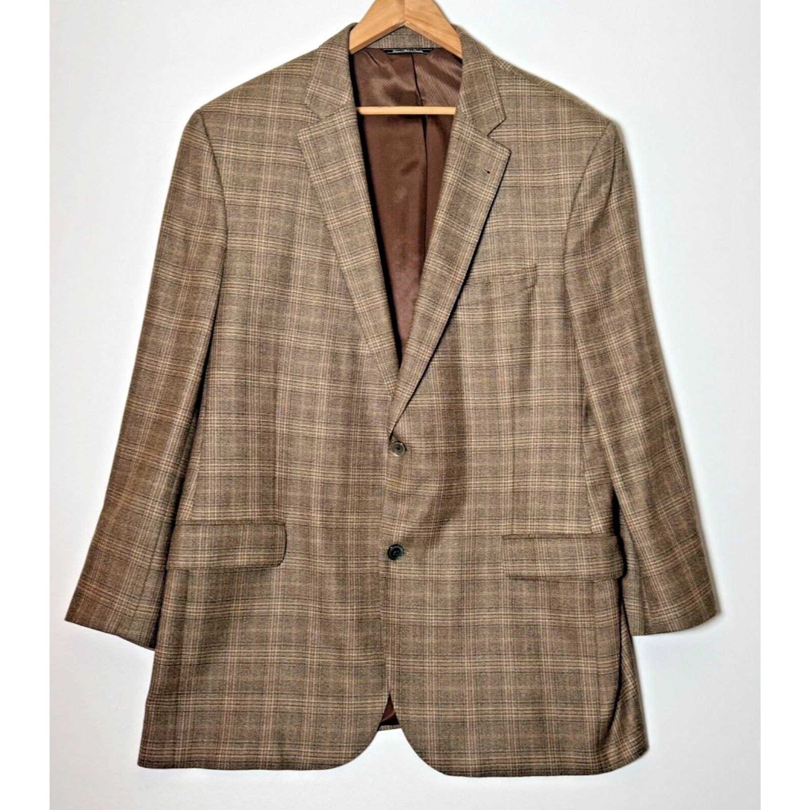 Loro Piana Cashmere Blazer Mens 46l Brown Plaid Gene Hiller Sausalito Luxury